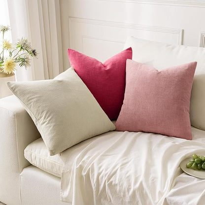 MIULEE Hot Pink Red Chenille Couch Throw Pillow Covers, 20x20 | Set of 2 - Image 5