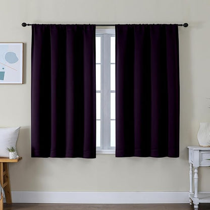 Simplebrand Ava Blackberry Short Blackout Curtains by Simplebrand