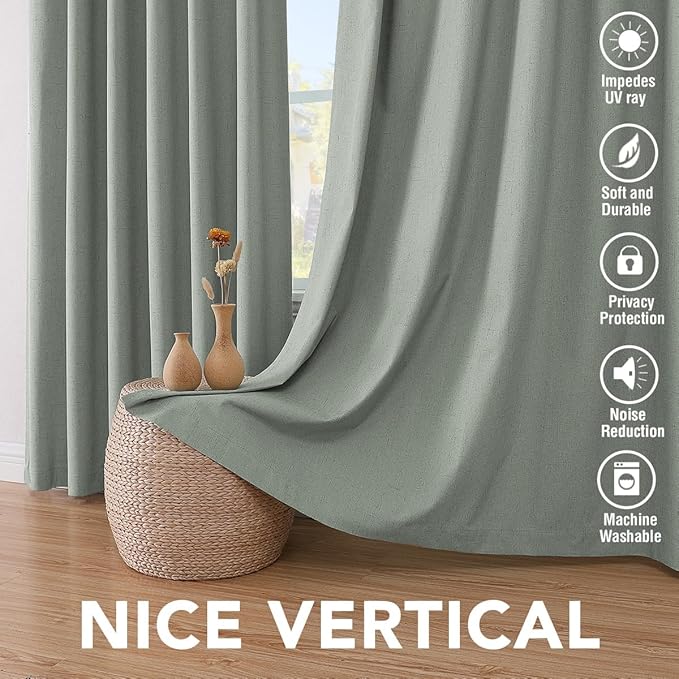 H.VERSAILTEX Linen Blackout Curtains 108 Inches Long 100% Blackout Thermal - Image 7