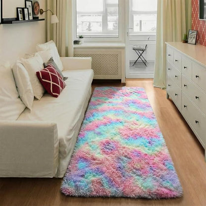 Rainbow Runner Rugs for Girls Bedroom Living Room, 2x6 Fluffy Soft Area Rug | - Image 6
