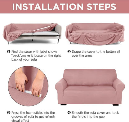 Peryiter 2 Pcs Sofa Covers Couch and Loveseat Covers Set Stretch Sofa Slipcover - Image 3