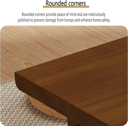 Japanese Solid Wood Low Coffee Table, Extra Thick Tatami Tables - Image 5