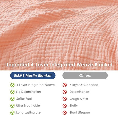 EMME Muslin Blankets for Adults Throw Blanket for Couch Breathable Gauze Soft - Image 8