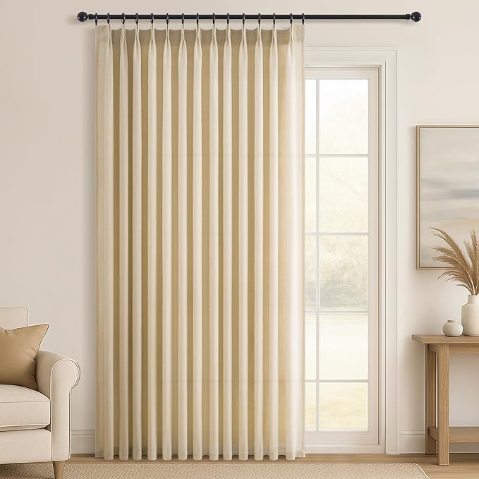 Topfinel 102 Inch Curtains 1 Panels Set, One Packs Pinch Pleat Back Tab Linen by Topfinel