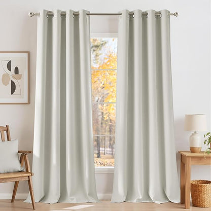 NICETOWN Faux Linen Natural Blackout Curtains 84 inches Long by NICETOWN