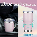 MEZMUT 1 Pack 20oz Insulated Coffee Tumbler with Lid and Straw Double Wall Vacuum Insulated Cup Stainless Steel Travel Mugs Leakproof Powder Coated Tumbler for Indoor Outdoor(Lavender)