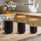 Food Storage Jar Strong Ceramic Storage Canisters with Airtight Wooden Lid,Kitchen Storage Containers for Serving Coffee Beans, Tea, Sugar, Salt, Spices (Little black)