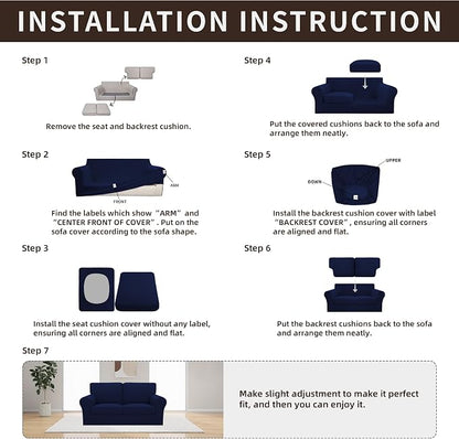 Easy-Going 5 Pieces Stretch Loveseat Cover Washable Loveseat Slipcover Set - Image 7