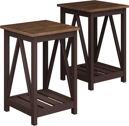 ChooChoo Farmhouse End Table, Rustic Vintage End Side Table by ChooChoo