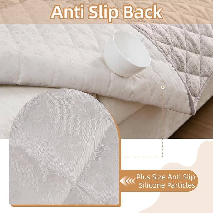 Dog Couch Cover for Sofa 100% Waterproof Faux Linen Sofa Covers for 3 Cushion - Image 5