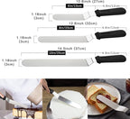 Offset Spatula Set with Pink Cake Scrapers, 3 Pack Angled Frosting Spatulas (6, 8, 10 inch) & 3 Cake Smoother Scrapers, Stainless Steel Icing Spatula for Cake Decorating, Baking & Pastry