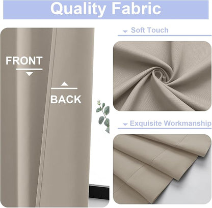 Simplebrand Ava Stone Short 36 Inches Blackout Curtain 2 Panels Set, Half - Image 3