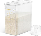 TBMax Rice Storage Container 20 Lbs, Crystal-Clear Large Food Container Rice Holder Bin with Measuring Cup for Flour, Sugar, Oatmeal, Kitchen Pantry Organization and Storage