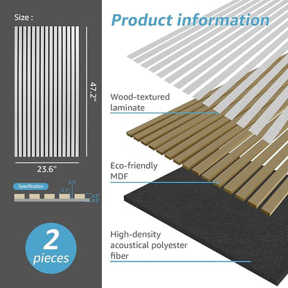 Art3d 2 Wood Slat Acoustic Panels - Image 5