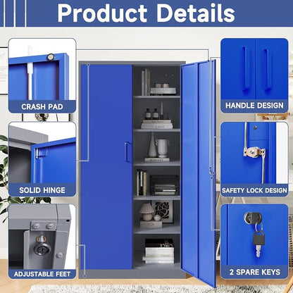 Metal Garage Storage Cabinet, Lockable Metal Cabinet - Image 4