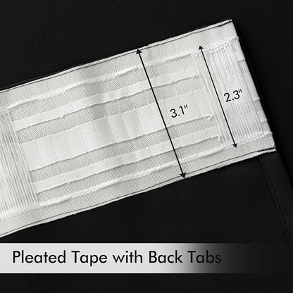 MIULEE Black Back Tab Blackout Curtains 52x54 Inch Length 2 Panels Set | Rod - Image 4