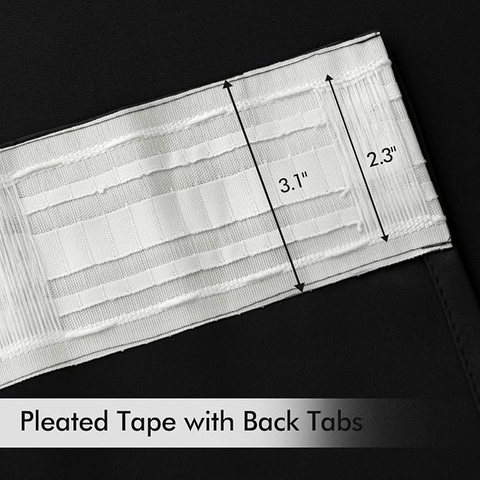 MIULEE Black Back Tab Blackout Curtains 52x63 Inches Long 2 Panels Set | Rod - Image 4