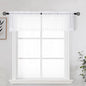 White Sheer Curtains for Kitchen Valance Set of 2, Small Short Modern Rod by OWENIE