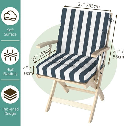Outdoor Chair Cushion, High Back Soft Seat Pad, Indoor Outside Use, - Image 9