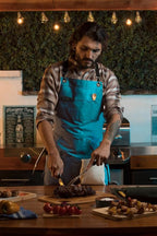 Asaya Chef and BBQ Apron with Bottle Opener and Hand Towel - 10oz Cotton Canvas, Stainless Steel Hardware - Cross Back Straps