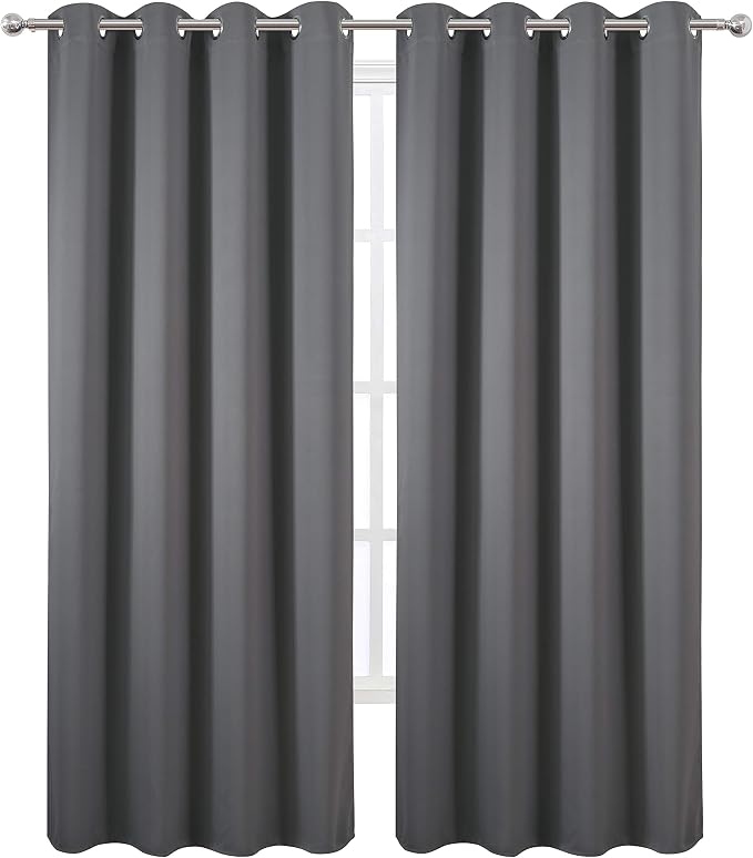 Grey Blackout Curtains/52 x 84 Inch/Set of 2 Panels Thermal Insulated Room - Image 2