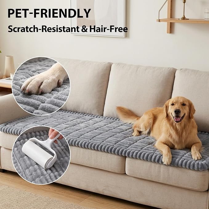 Fixwal Waterproof Flannel Dog Couch Cover, 27.6" x 88", Light Gray | Integrated - Image 6