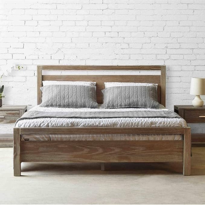 Grain Wood Furniture Loft Queen Size Solid Wood Bed, Brushed White - Image 2
