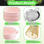 Matcha Set, 6 Pcs Matcha Whisk Set with 20 oz Bowl, Bamboo Whisk for Matcha Tea, Matcha Bowl, Ceramic Matcha whisk Holder, Stainless Sifter and Scoop - Gift for matcha kit Lovers（Pink）