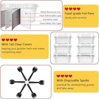 LNYZQUS 10oz/80pack Mini Cake Baking Pans with Lids, 4”X4” Small Cake Pan Foil Brownie Muffin Tins, Square Disposable Ramekins Cupcake Baking Cups Dessert Cheesecake Containers-White
