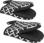 Qulable 1 Pair Short Oven Mitts - Silicone Kitchen Oven Gloves High Heat Resistant 500℉, Mini Oven Mits with Non-Slip Grip Surfaces and Hanging Loop for BBQ, Baking, Cooking and Grilling (Dark Gray)