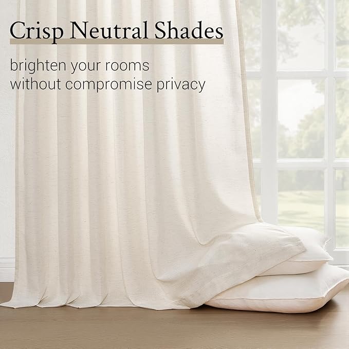 Topfinel 102 Inch Curtains 2 Panels Set, Two Packs Pinch Pleat Back Tab Linen - Image 5