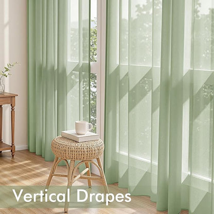 MIULEE Sage Green Sheer Curtains 72 Inches Long 4 Panels 54 x 72 Inches | Light - Image 5