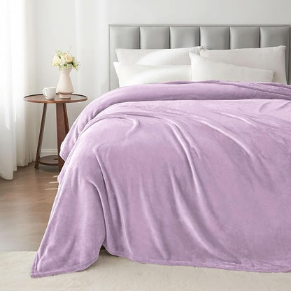 BEDELITE Fleece Blanket Soft Plush Queen Size Bed Blanket Lilac 90"x90" | Ultra - Image 6