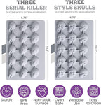 ShapedIceMolds Horror Movie Character Molds – Halloween Silicone Molds for Chocolate, Candy, Soap, Fondant, Resin, Crafts – 3D Creepy Scary Film Icons for Party Treats & DIY Decor (Gray)