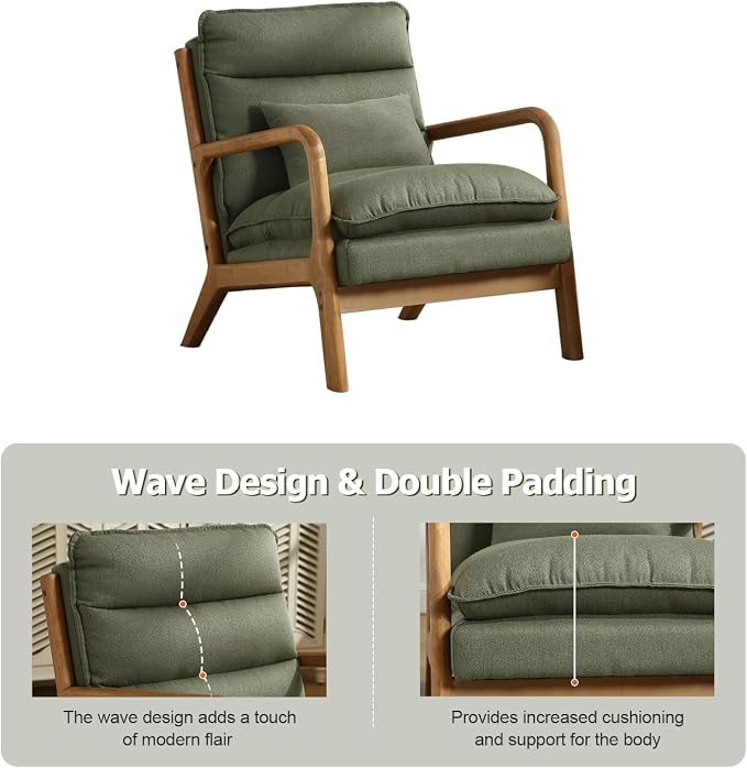 INZOY Mid Century Modern Accent Chair - Image 3