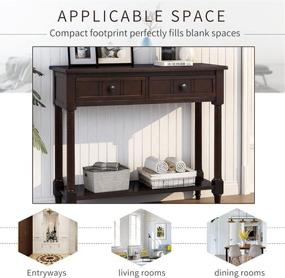 Merax Wood Sofa Table Console Table, Entryway Table Traditional Design - Image 4