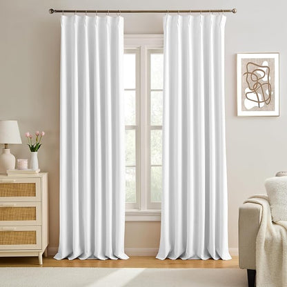 Elegant Pleated Privacy Window Curtain Panels 96 Inches Long, Memory Shape by KEQIAOSUOCAI