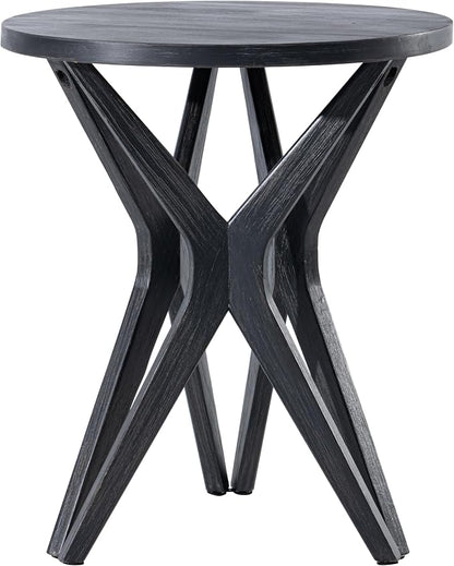 Pedestal Farmhouse End Table Set of 2, Distressed Top - Image 7