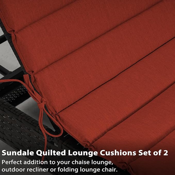Sundale Outdoor Olefin Quilted Lounge Cushion Set of 4, Patio Foldable Chaise - Image 6