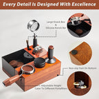Espresso Tamping Station Knock Box - 9 in1 Espresso Knock Box And Tamp Station Coffee Organizer Fit for 51mm 53mm 54mm 58mm Espresso Tamper Distributor Portafilter Puck Screen Accessories Storage