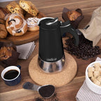 London Sip Stainless Steel Stovetop Espresso Maker Moka Pot Italian Coffee Percolator, Matte Black, Small (5.07 oz)