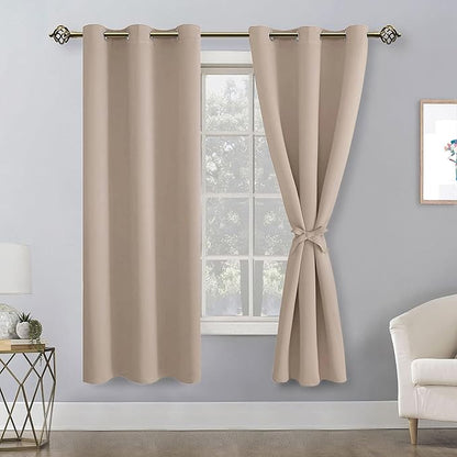 Blackout Curtains for Bedroom, 42 x 63 Inches Length Camel 2 Panels | Thermal - Image 8