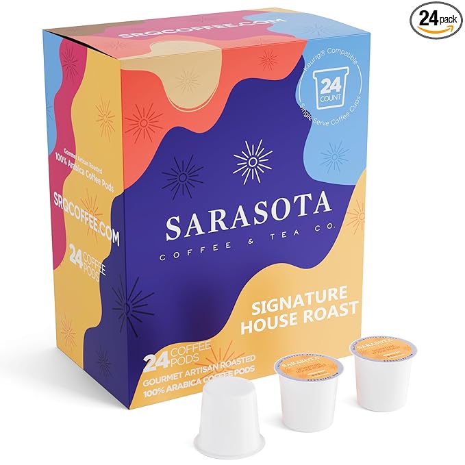 Sarasota K-Cup Coffee Pods | Medium Roast Coffee | Breakfast Blend | Single Serve for Keurig Brewers | Gourmet, Low Acid, Mold Free | 24 Count
