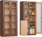 Locking Display Cabinet with Glass Door, 71”H Metal Curio Cabinets with by AFAIF