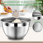 Mixing Bowls with Lids Set, Stainless Steel Mixing Bowls with Colander, Strainer with Mixing Bowl Set, Kitchen Gadgets Bowl Christams Gift, Size 4, 2.5, 2, 1.5QT - Black