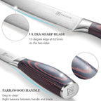 PAUDIN Carving Knife 8 inch, Ultra Sharp Brisket Slicing Knives, Premium Meat Cutting Knives German Stainless Steel, BBQ Knife with Ergonomic Handle, for Slicing Roast, Meats and Vegetables