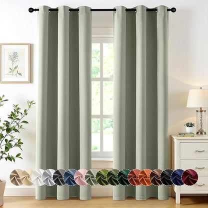 MIULEE Blackout Curtains for Bedroom 2 Panels 34 x 72 Inch Long Sage Green | by MIULEE