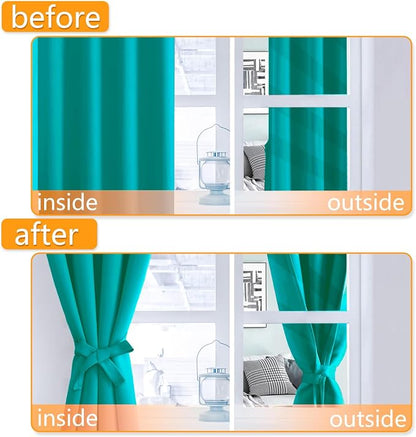 Blackout Curtains for Bedroom, Peacock Teal, 42 x 45 Inch, 2 Panels | Thermal - Image 4
