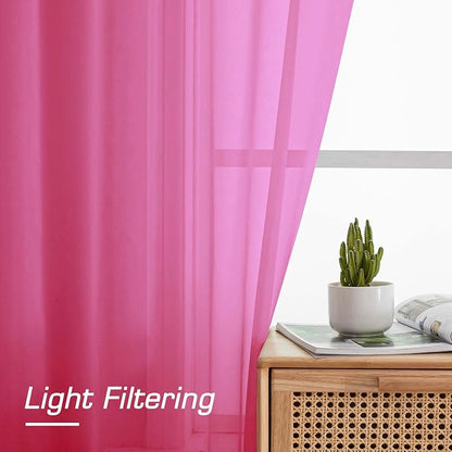 Hot Pink Sheer Curtains 84 Inches Long - Image 4