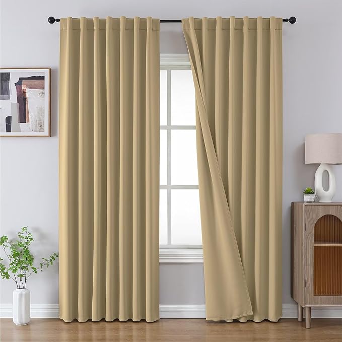 Joydeco Blackout Curtains 108 Inches Long, Thermal Insulated Black Out Curtains by JOYDECO